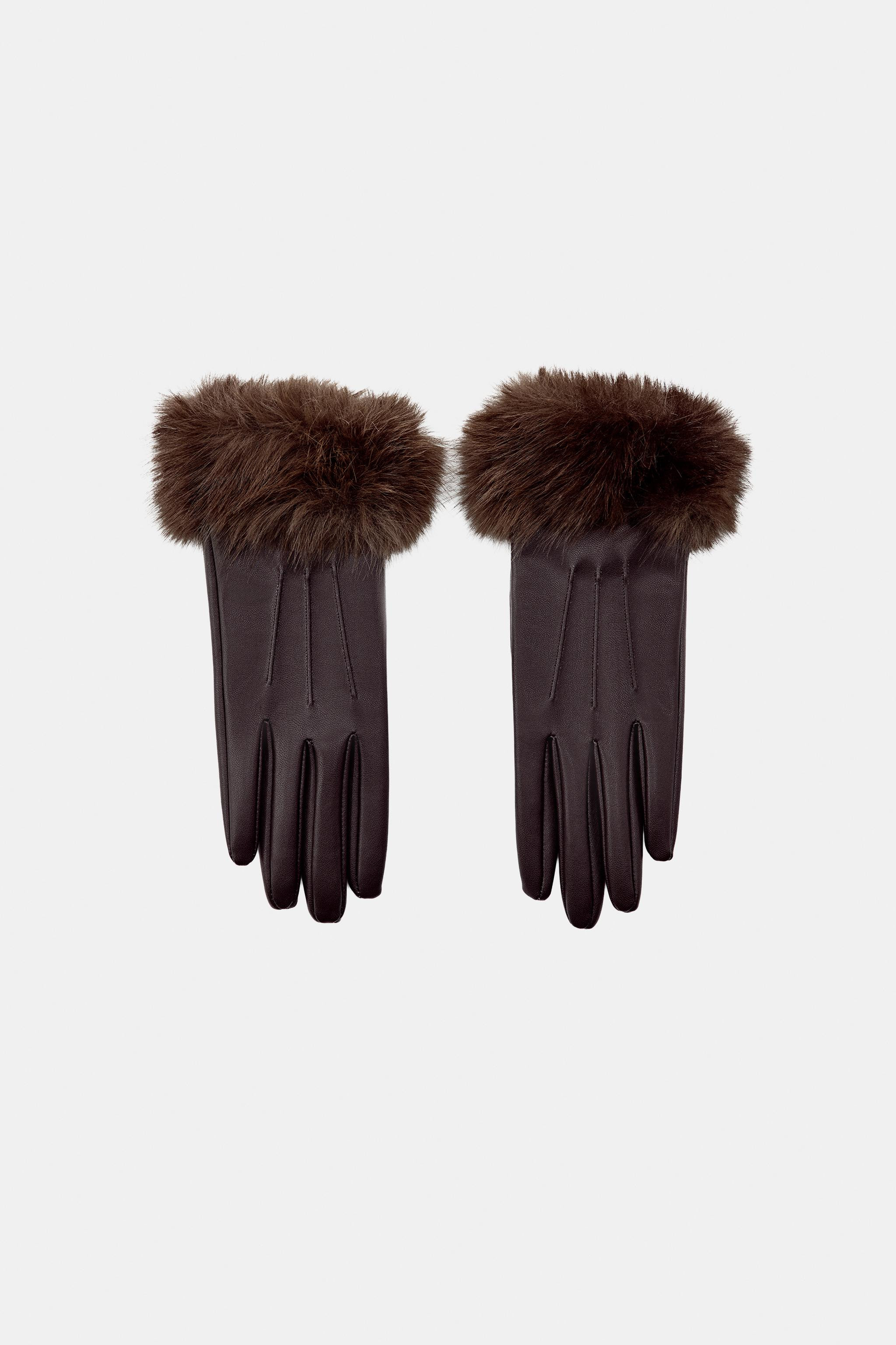 SHORT FAUX LEATHER AND FAUX FUR GLOVES | Zara UK