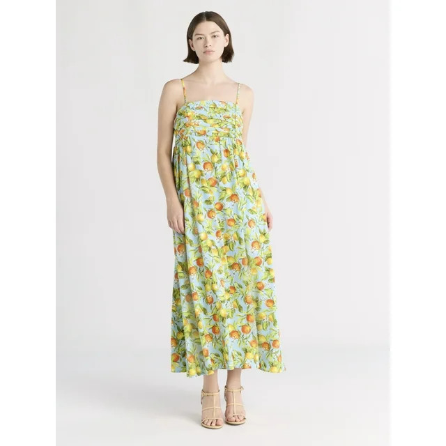 Free Assembly Women's Pleated Linen Blend Maxi Dress, Sizes XS-XXXL | Walmart (US)