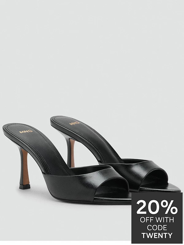 Mango Pointed Heel Sandals - Black | Very (UK)
