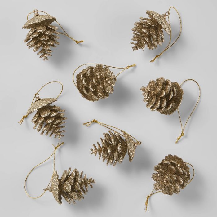 8ct Glitter Pine Cone Christmas Ornament Set Champagne - Wondershop™ | Target