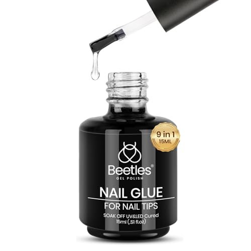 Beetles 15ml Gel Nail Glue 9 in 1 for Acrylic Nails Tips and Clear Press on Nails, Long Lasting Extension Glue, Base Coat, Blooming Art Gel, U V Light Cured | Amazon (US)