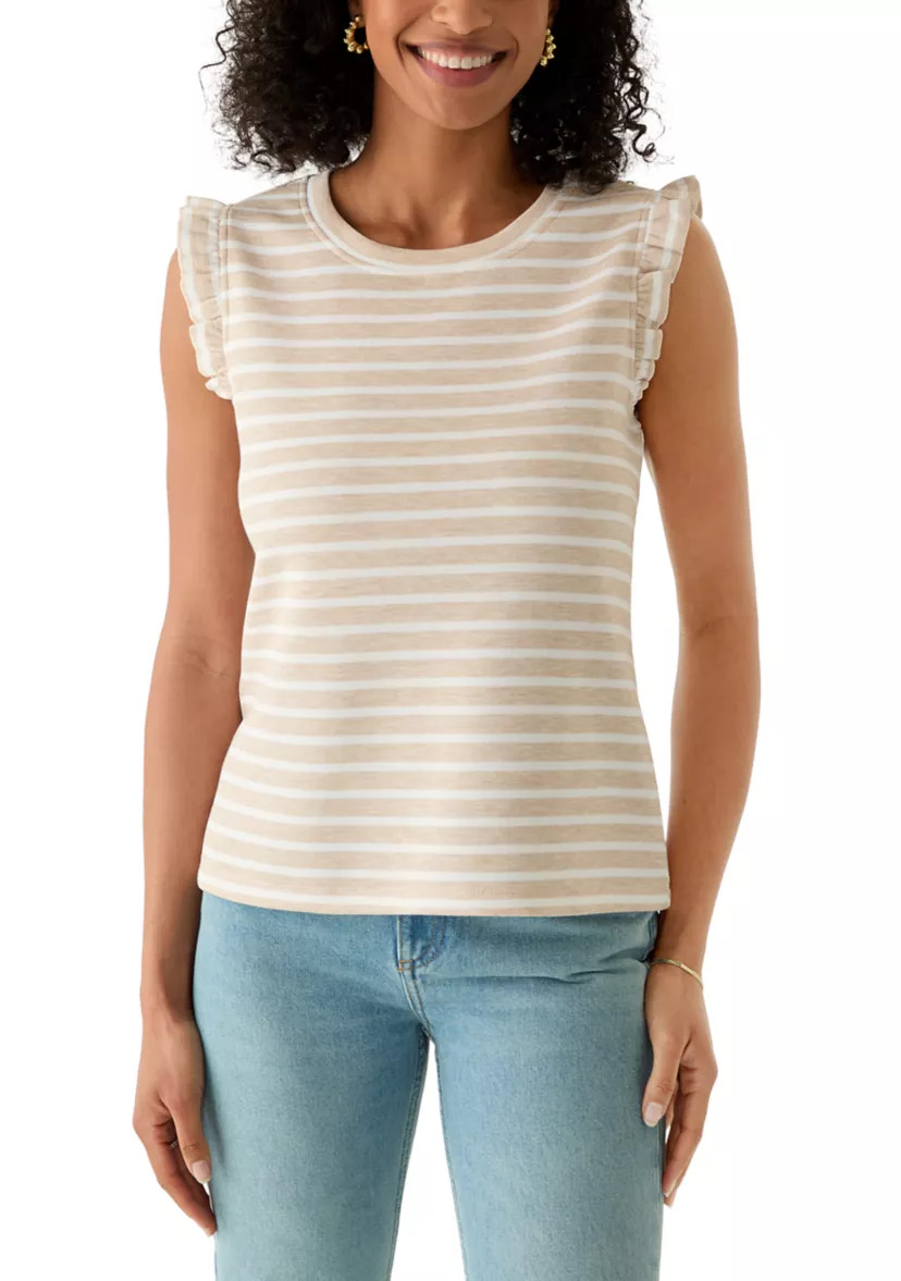 Women's Ruffle Trim Pique Tank | Belk