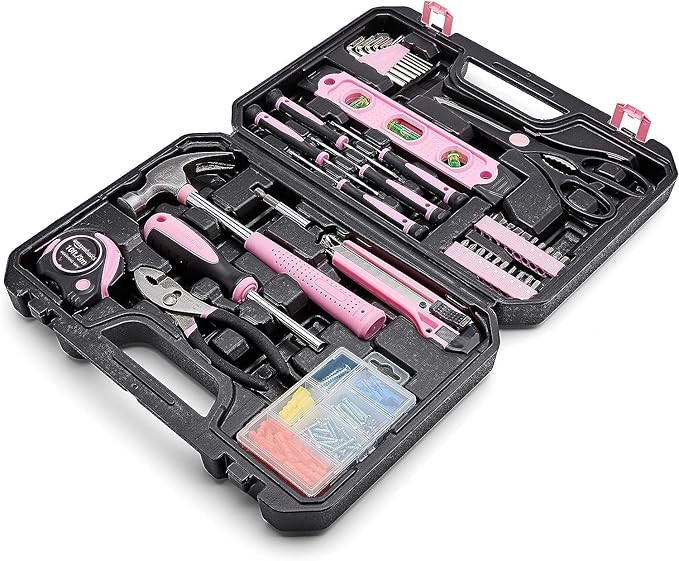 Amazon Basics Household Tool Kit With Storage Case, 142 Piece, Pink, 13.39 x 9.25 x 2.95 inch | Amazon (US)