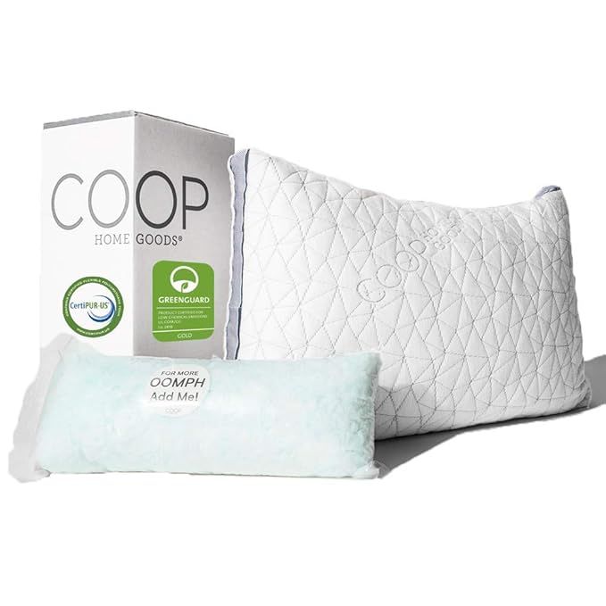 Coop Home Goods - Eden Adjustable Pillow - Hypoallergenic Shredded Memory Foam with Cooling Gel -... | Amazon (US)