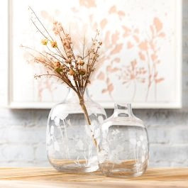 Etched Clear Glass Vase 9" | Linen Chest