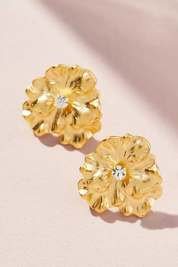 The Pink Reef Ornate Flower Earrings By The Pink Reef in Gold | Anthropologie (US)