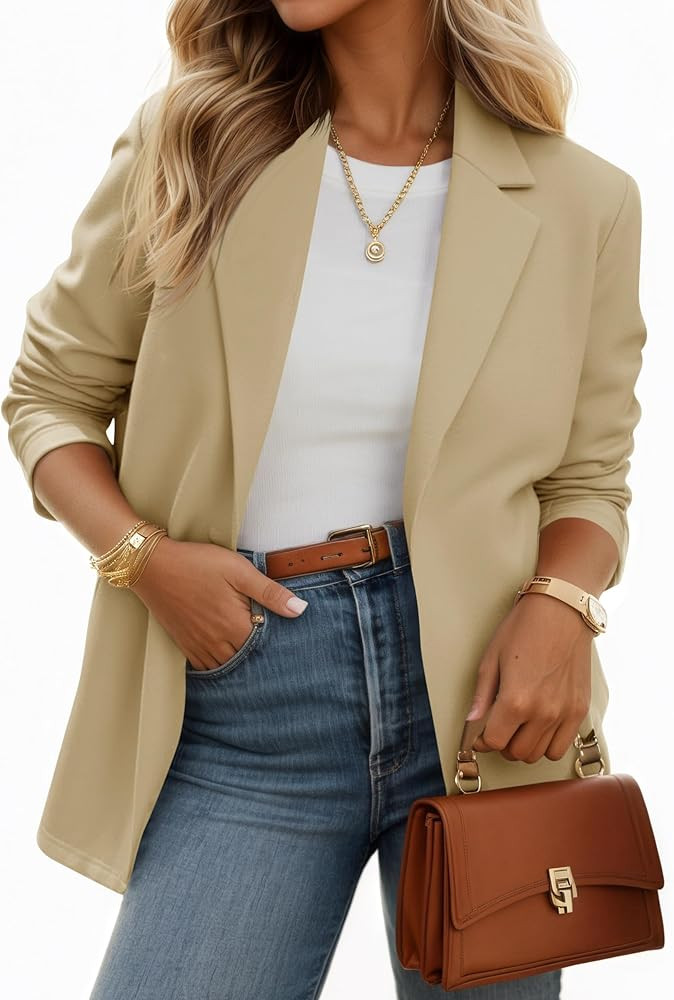 Cicy Bell Womens Casual Knit Blazer Long Sleeve Open Front Blazers Stretchy Work Office Suit Jack... | Amazon (US)