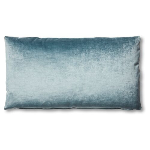 Ada Long Lumbar Pillow, Denim Blue Velvet | One Kings Lane
