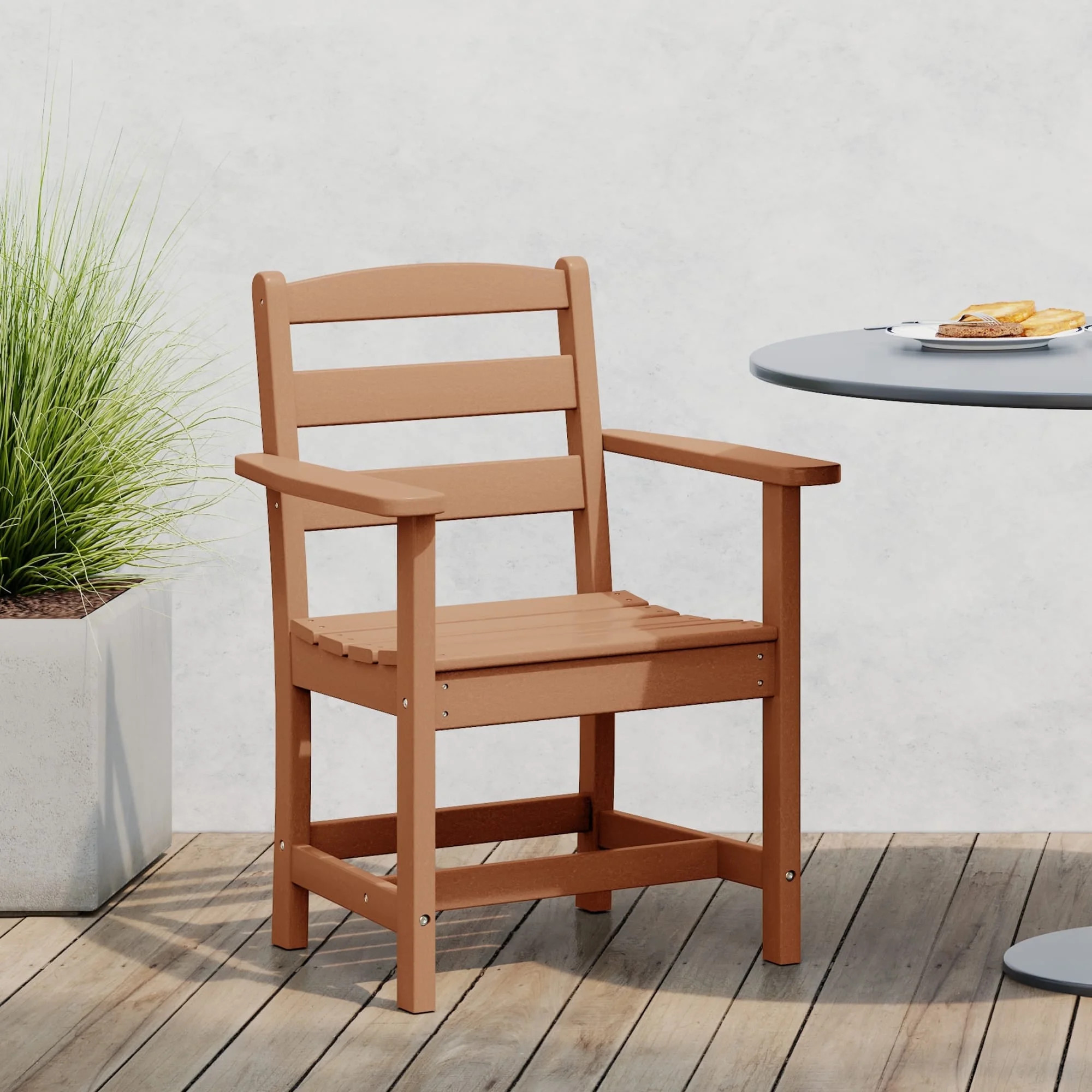 WestinTrends Ashore Outdoor HDPE Patio Classic Dining Arm Chair, Teak | Walmart (US)