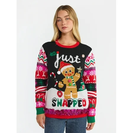 No Boundaries Christmas Sweater Lightweight Women s | Walmart (US)
