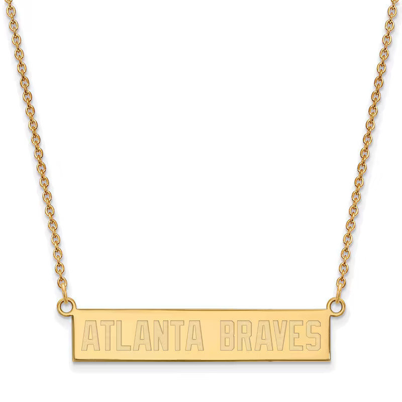 Women's Atlanta Braves Gold-Plated Sterling Silver Small Bar Necklace | Fanatics