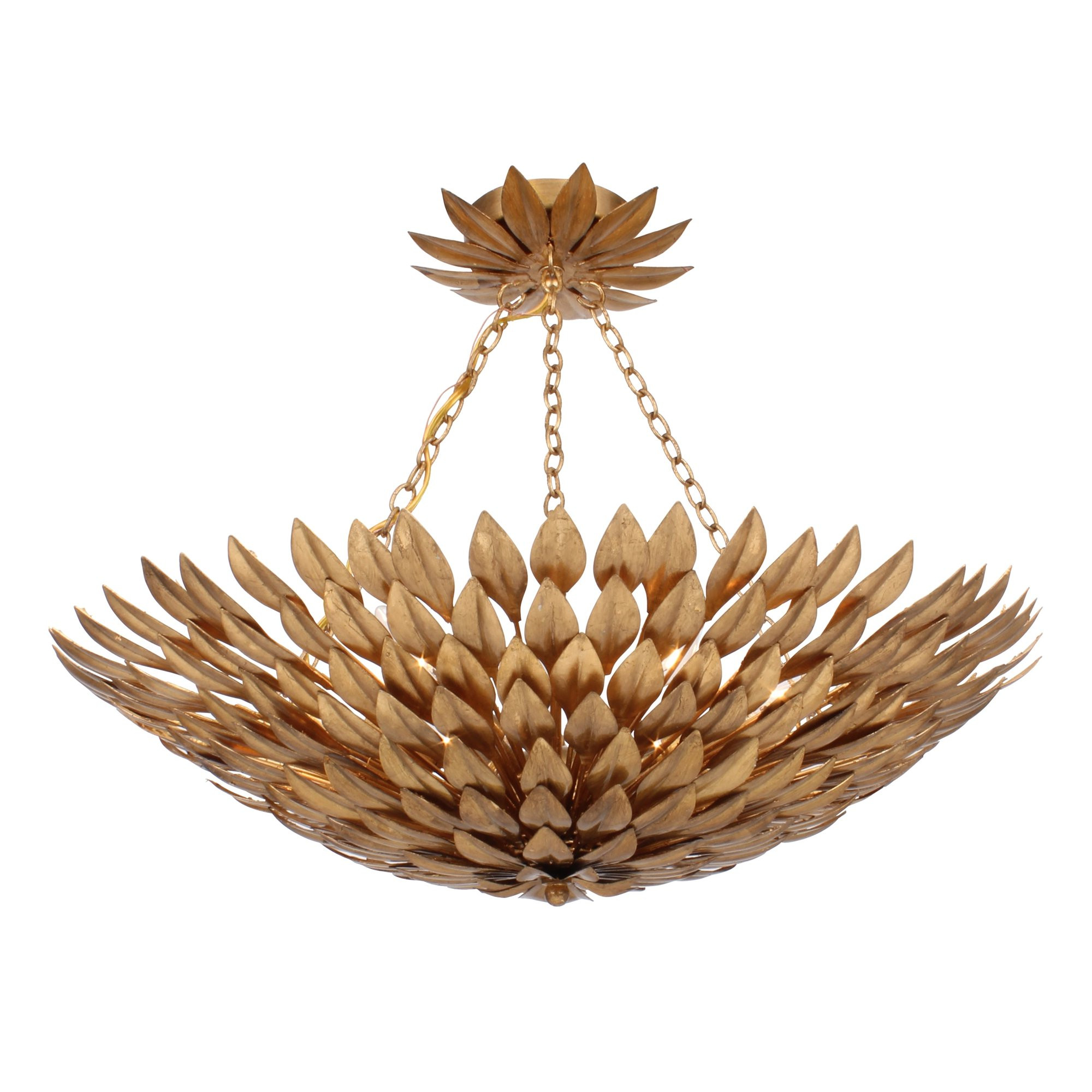 Crystorama Broche 6 Light Antique Gold Semi-Flush 24.5'' W x 11'' H 7 to 12 Inches | Walmart (US)