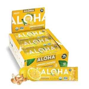 Amazon.com: ALOHA Organic Plant Based Protein Bars - Lemon Cashew - 12-Count - Vegan, Low Sugar, ... | Amazon (US)