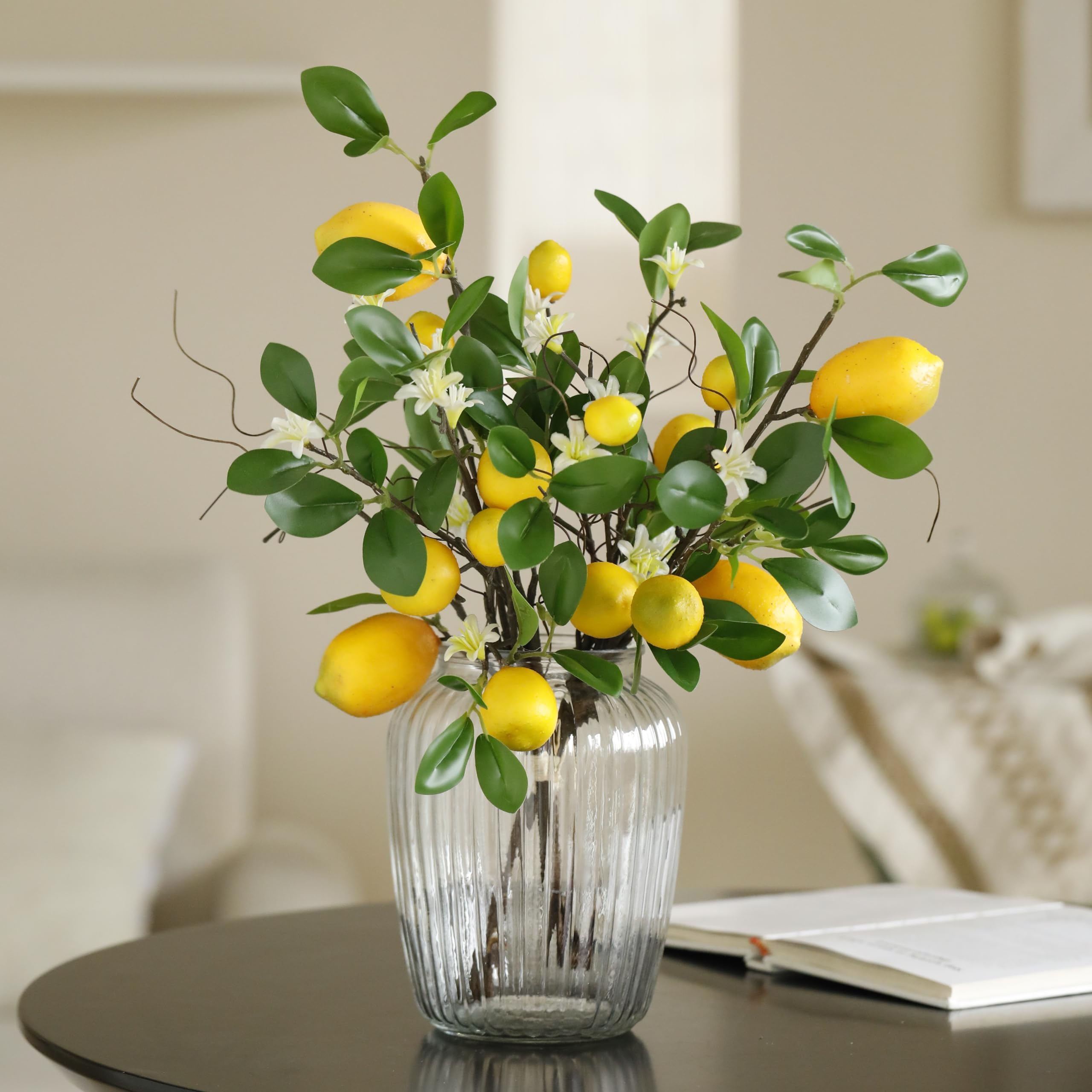 Laelfe Artificial Lemons Branches, 8 Head Faux Lemons with Stem Fake Lemon Themed for Kitchen Dec... | Amazon (US)