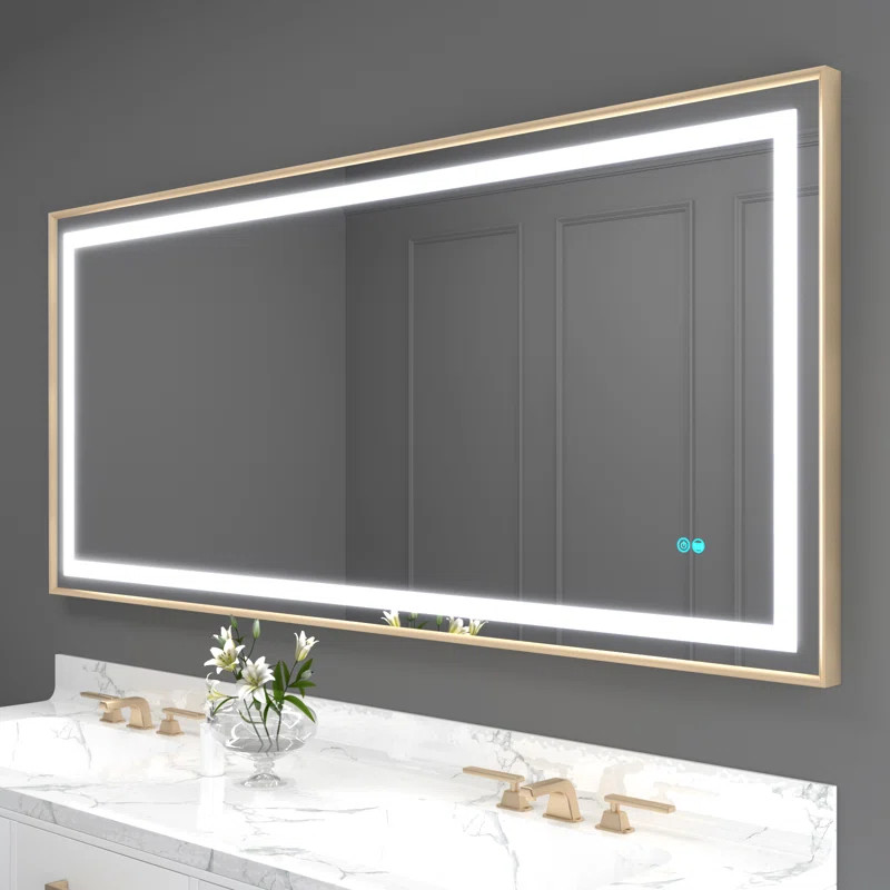 Patress LED Lighted Rectangular Aluminum Framed Dimmable Wall Bathroom Vanity Mirror | Wayfair North America