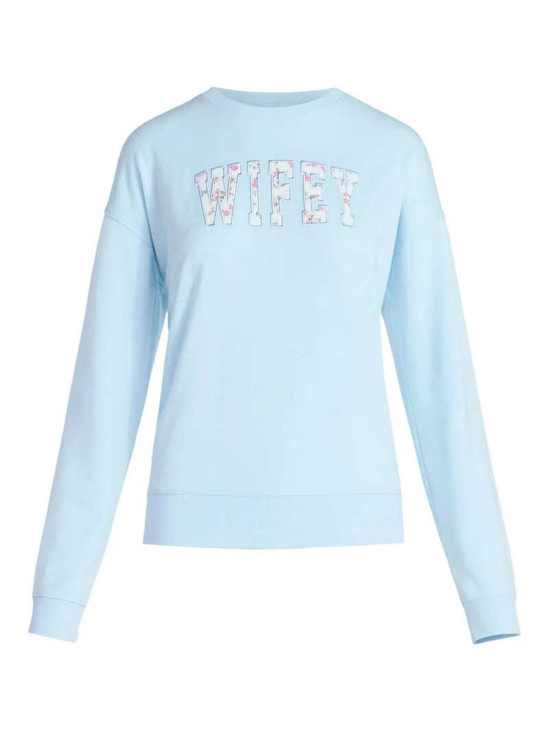 Joyspun Women's French Terry Knit Long Sleeve Sleep Top, Sizes XS-3X | Walmart (US)