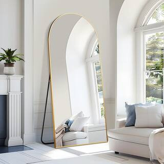 35 in. W x 79 in. H Modern Arch Metal Framed Gold Full Length Floor Mirror Standing Mirror | The Home Depot