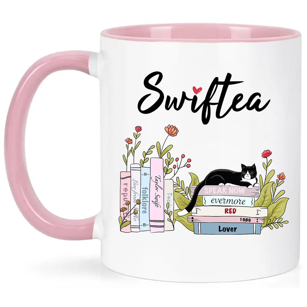 Funny Coffee Mug Swiftea Album Coffee Mug Gift for Singer Fans Womens Girls 11oz White and Pink D... | Amazon (US)