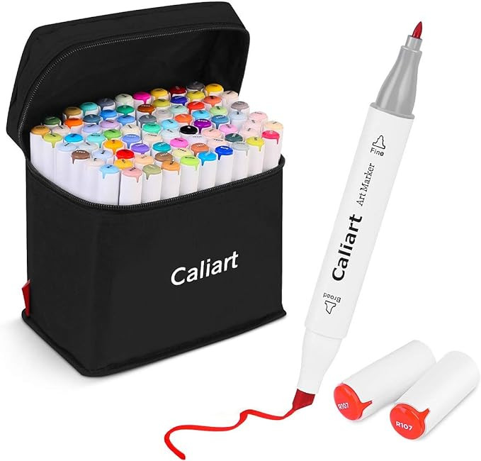 Caliart Alcohol Based Markers, 81 Colors Art Drawing Markers Set Dual Tip Fine & Chisel Permanent... | Amazon (US)