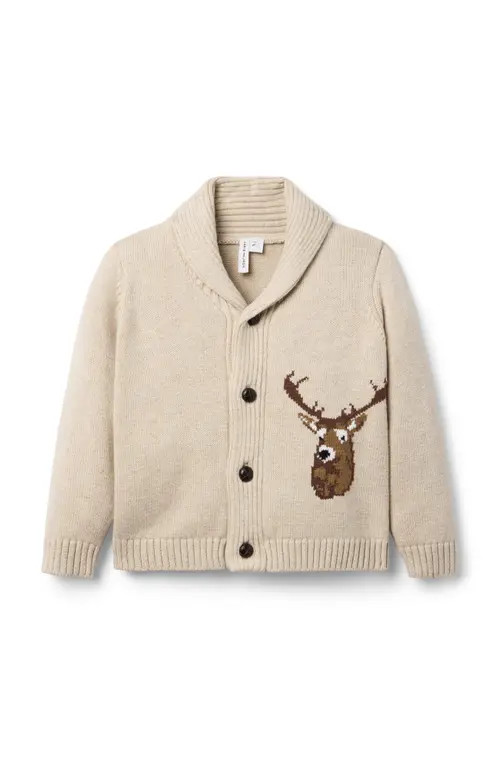 Janie and Jack Deer Shawl Cardigan in Beige at Nordstrom, Size 2T | Nordstrom