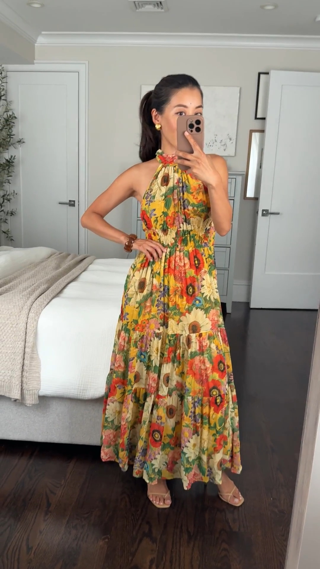 on sale with a few left!

trying on the Anthropologie Somerset chiffon maxi dress xxs petite - beautiful rich colors, light and flowy dress with waist definition. perfect for family photos , fall weddings, special events

• Reformation Gigi minimal strappy sandals 5.5



#LTKWedding #LTKSeasonal #LTKPetite