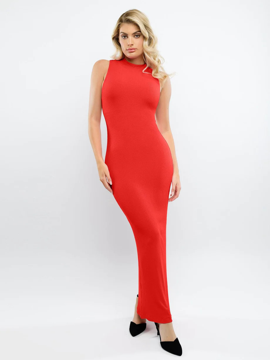 Built-In Shapewear Mock Neck Modal Dresses | Popilush | Popilush