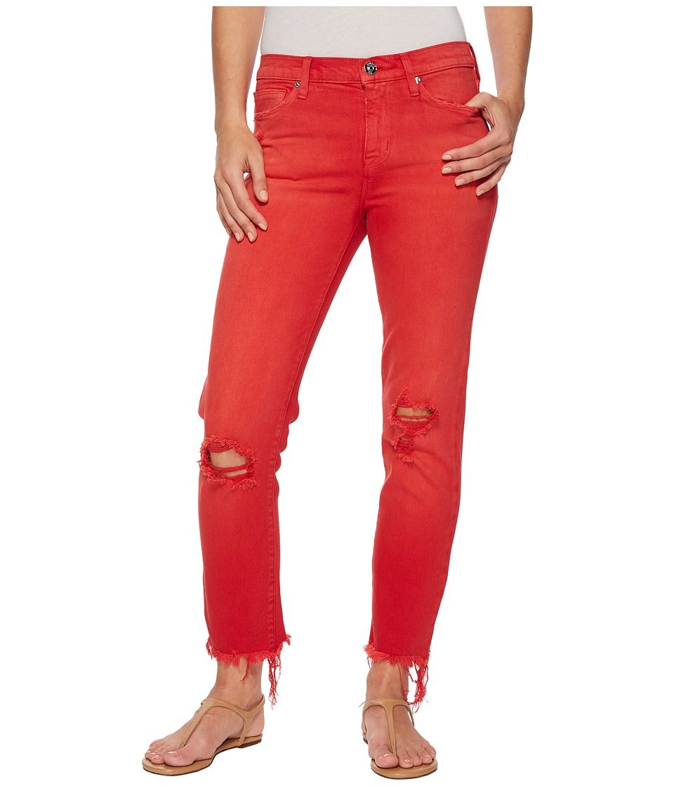 Hudson Zoeey Mid-Rise Crop Raw Hem Jeans in Red Alert (Red Alert) Women's Jeans | 6pm