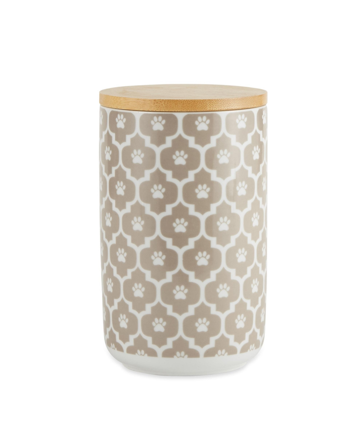 Bone Dry Lattice Paw Print Ceramic Pet Treat Canister - Stone | Macy's