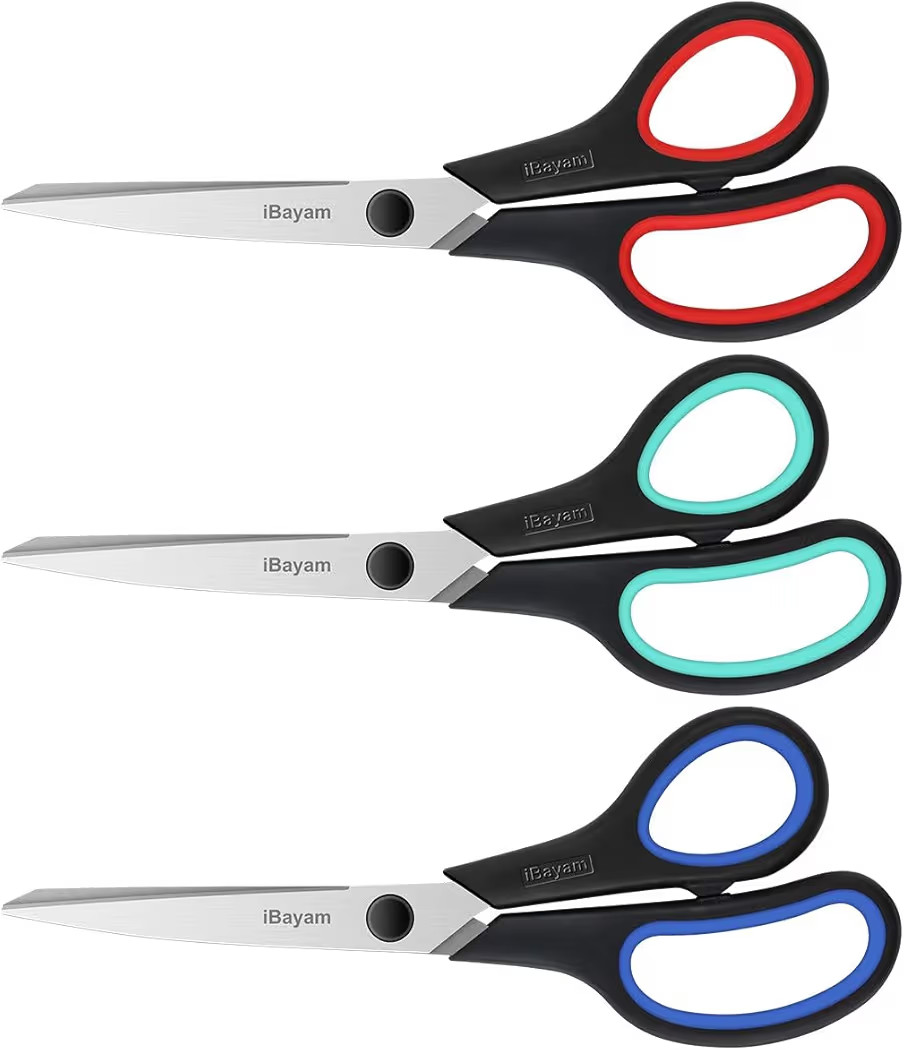 3-Pack 8" Heavy Duty Scissors with Ultra Sharp Blades and Comfort Grip Handles - For Office, Home... | Amazon (US)