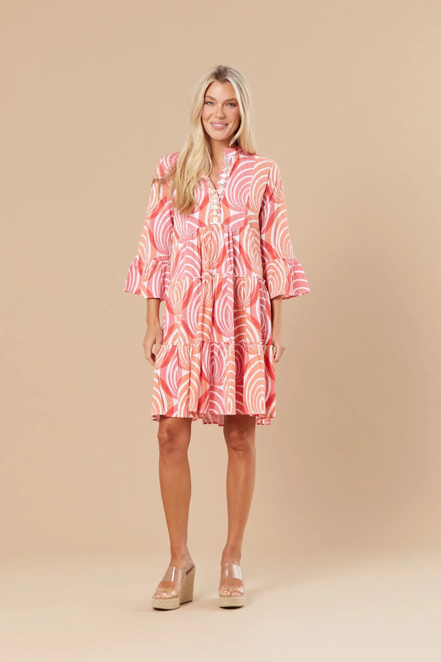 Caty Dress in Pink + Coral Shell | Sheridan French