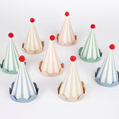Meri Meri Stripe Pastel Party Hats (Pack of 8) | Target