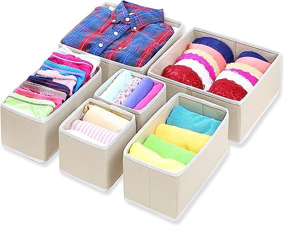 Simple Houseware 6PK Closet Storage Box, Beige (2L2M2S) | Amazon (US)