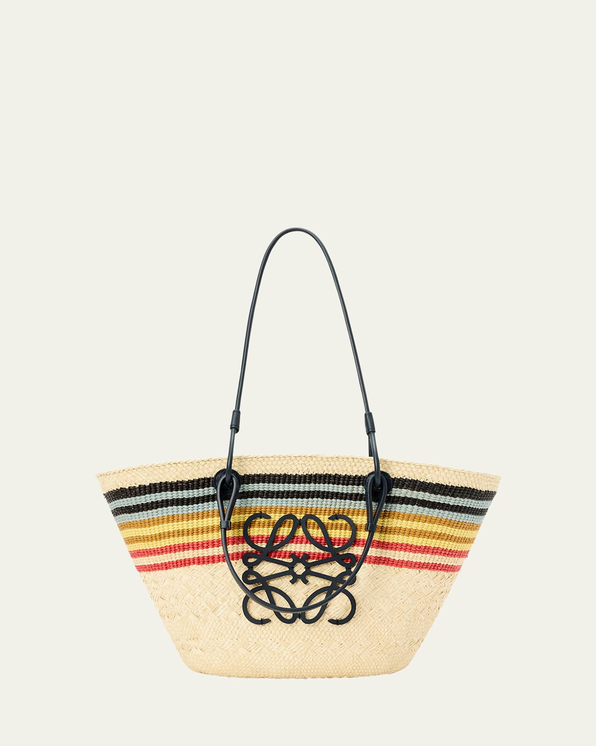 Medium Anagram Striped Tote Bag in Straw and Leather | Bergdorf Goodman