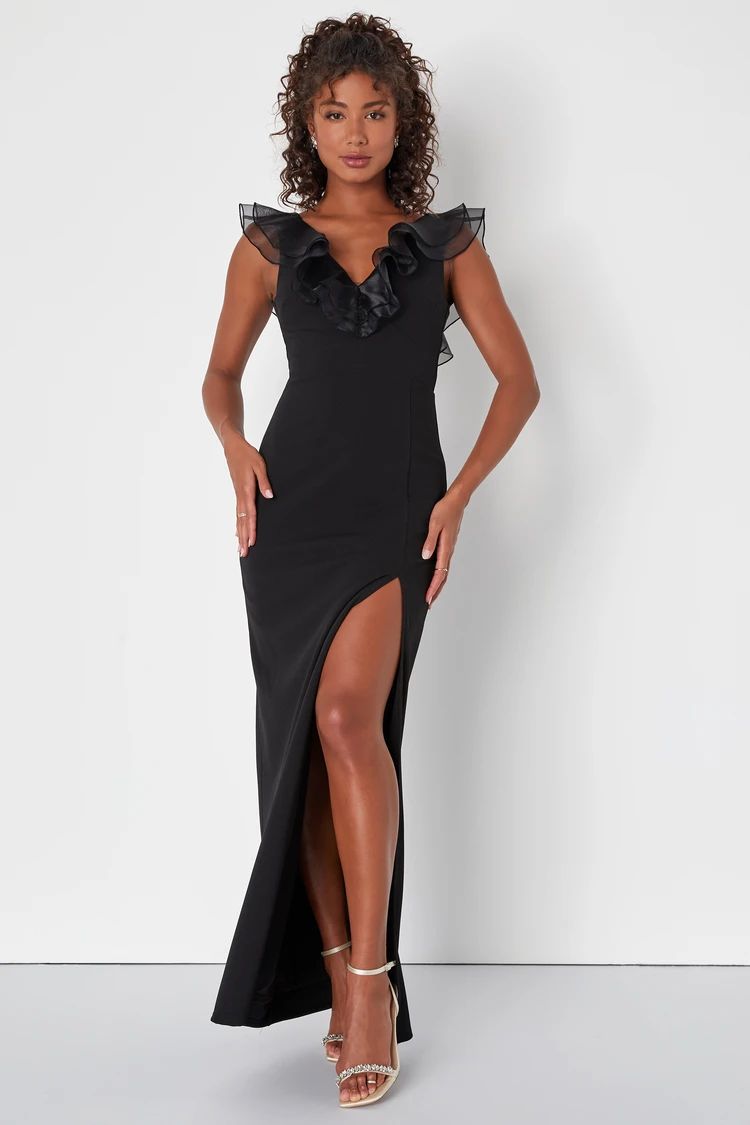 Sensational Upgrade Black Sleeveless Ruffled Column Maxi Dress | Lulus (US)
