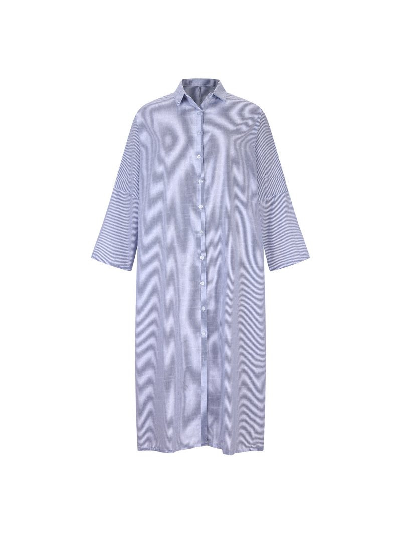 Womens Oversized Linen Shirt Dress Button Down Cotton Linen Striped Long Sleeve Maxi Dress Loose ... | Walmart (US)