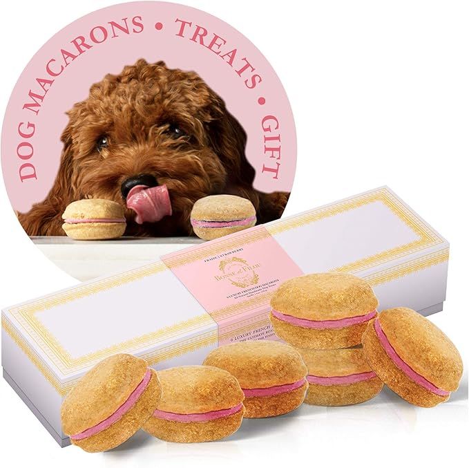 Bonne et Filou Christmas Dog Treats Strawberry Dog Macarons Luxury Handmade Dog Gifts Dog Birthda... | Amazon (US)