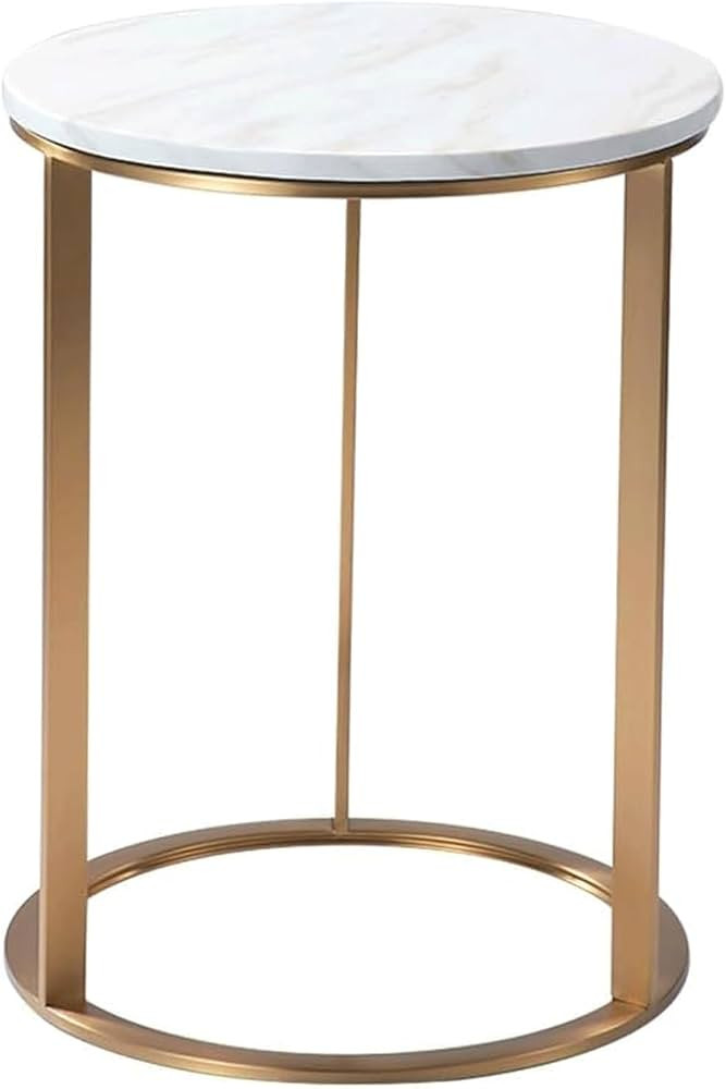 Side Table Marble Round Side Table with Metal Frame Modern White Small End Table 45 * 45 * 50cm B... | Amazon (US)
