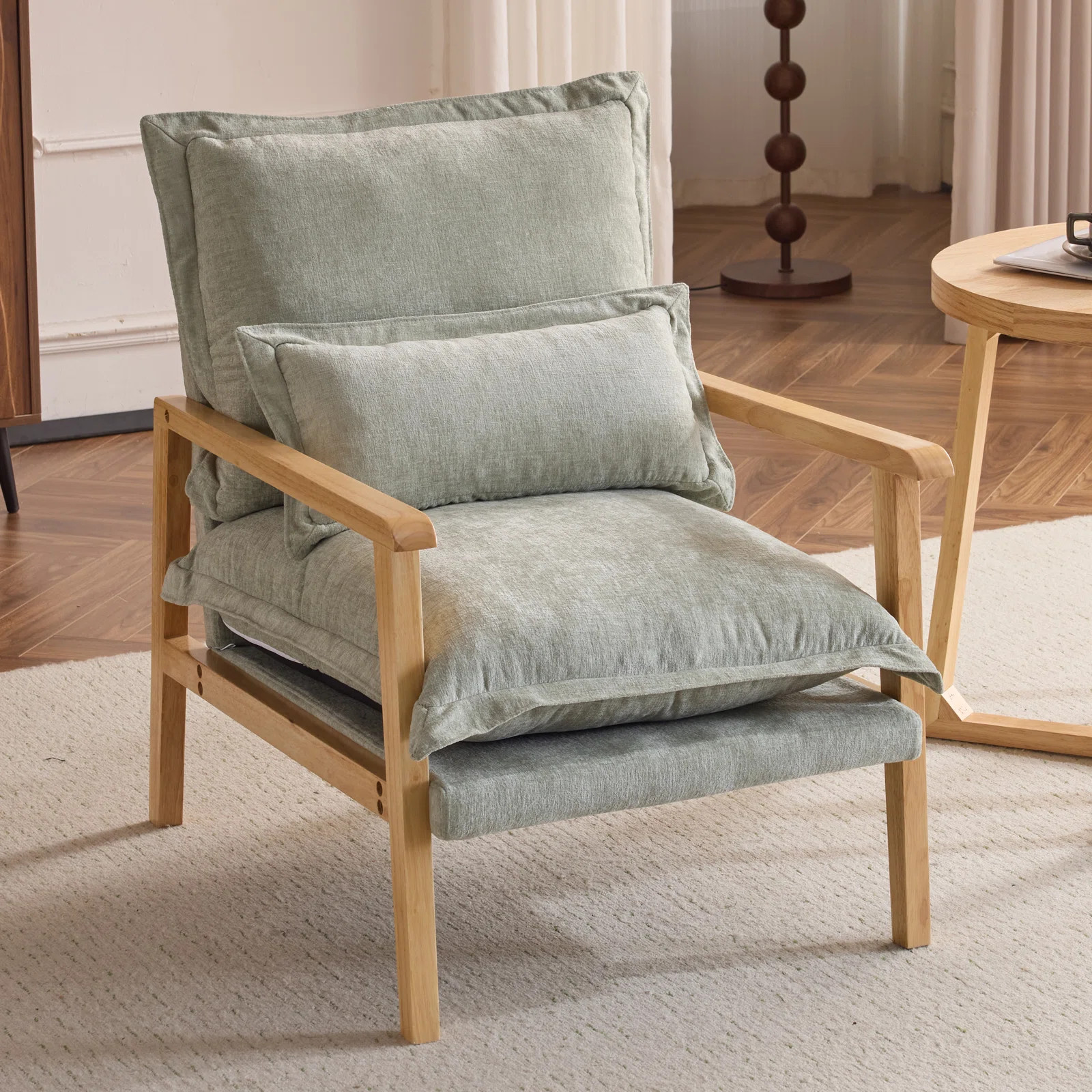 Ebern Designs Masson Chenille Accent Chair Armchair With Pillow & Reviews | Wayfair | Wayfair North America