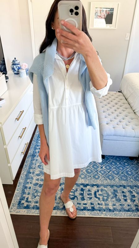 50% off dress with code: YAY

I wore this classic white shirt dress to our book club meeting last week. It is SO good! And I just saw it’s currently on major sale, making it under $45. Paired with a blue cardigan sweater (also on sale), layered necklaces, and sandals.

Sizing:
Dress fits TTS with a loose, flowy fit. I’m wearing a Petite XS. Cardigan also fits TTS, but if between sizes you could size down. I’m in an XS. 

Classic style, staple piece, sale alert, Loft, affordable outfit, summer dress, mini dress, mom style, casual dress, shirt dress 

#LTKSaleAlert #LTKStyleTip #LTKFindsUnder50