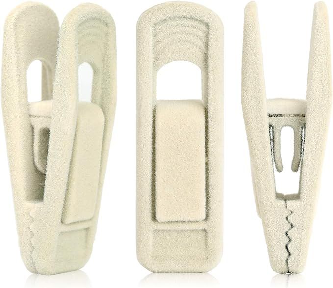 Tinfol Velvet Hangers Clips, 24 Pack Beige Pants Velvet Clips, Clothes Hanger Clip, Strong Finger... | Amazon (US)