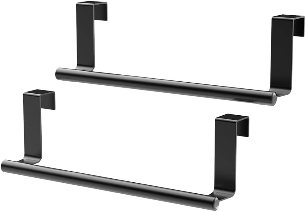 9" Over The Cabinet Towel Bar, Hand Towel and Washcloth Rack for Bathroom and Kitchen, 2 Pack | Amazon (US)