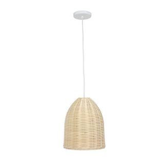 Elegant Designs 12 in. 1-Light Natural Elongated Coastal Dome Rattan Downlight Pendant PT1007-NAT... | The Home Depot