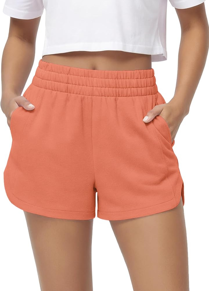 ODODOS Women's Sweat Shorts Cotton French Terry Curved Hem Workout Casual Relaxed Lounge Shorts w... | Amazon (US)