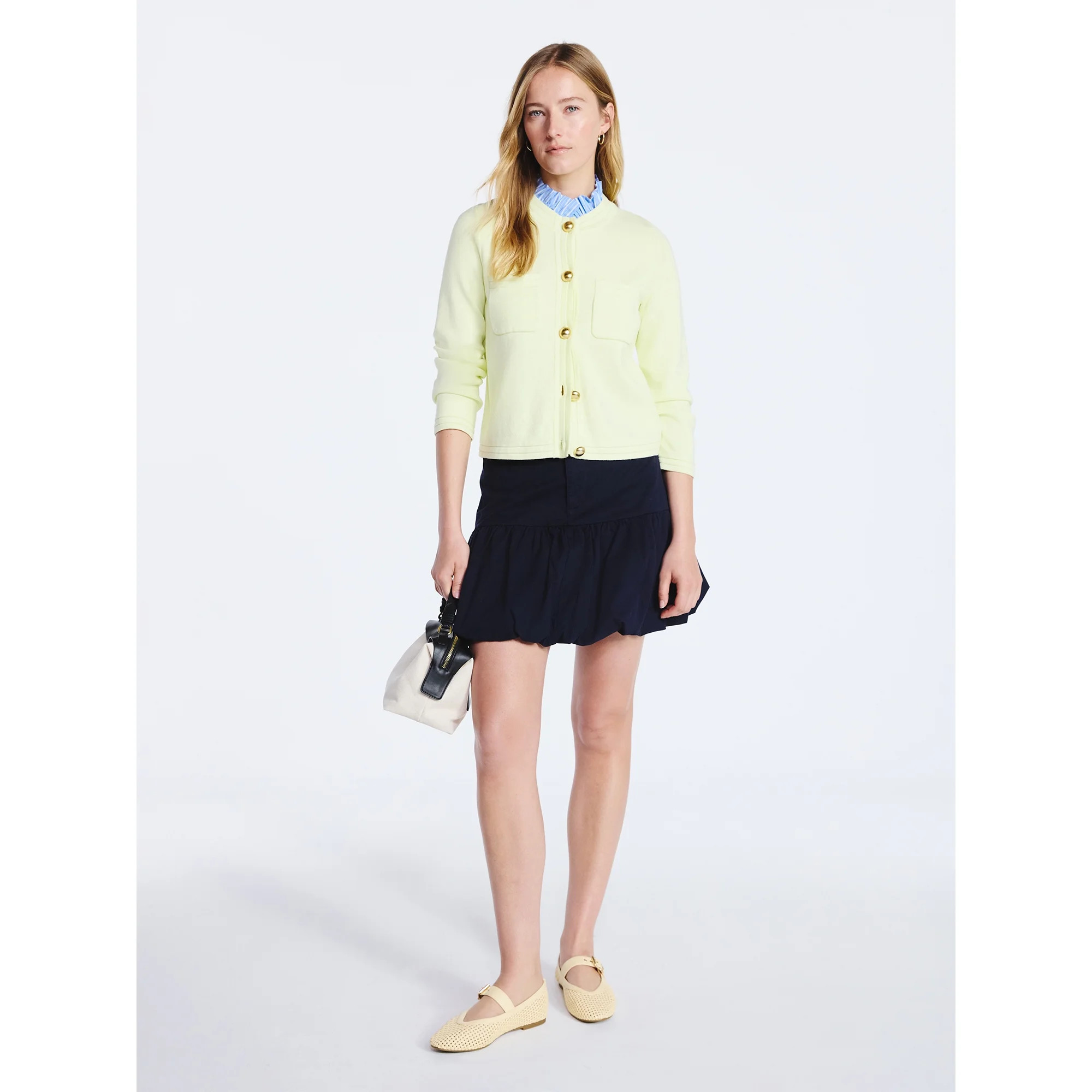 Free Assembly Women's Ruffle Neck Cardigan Sweater, Midweight, Sizes XS-XXL | Walmart (US)