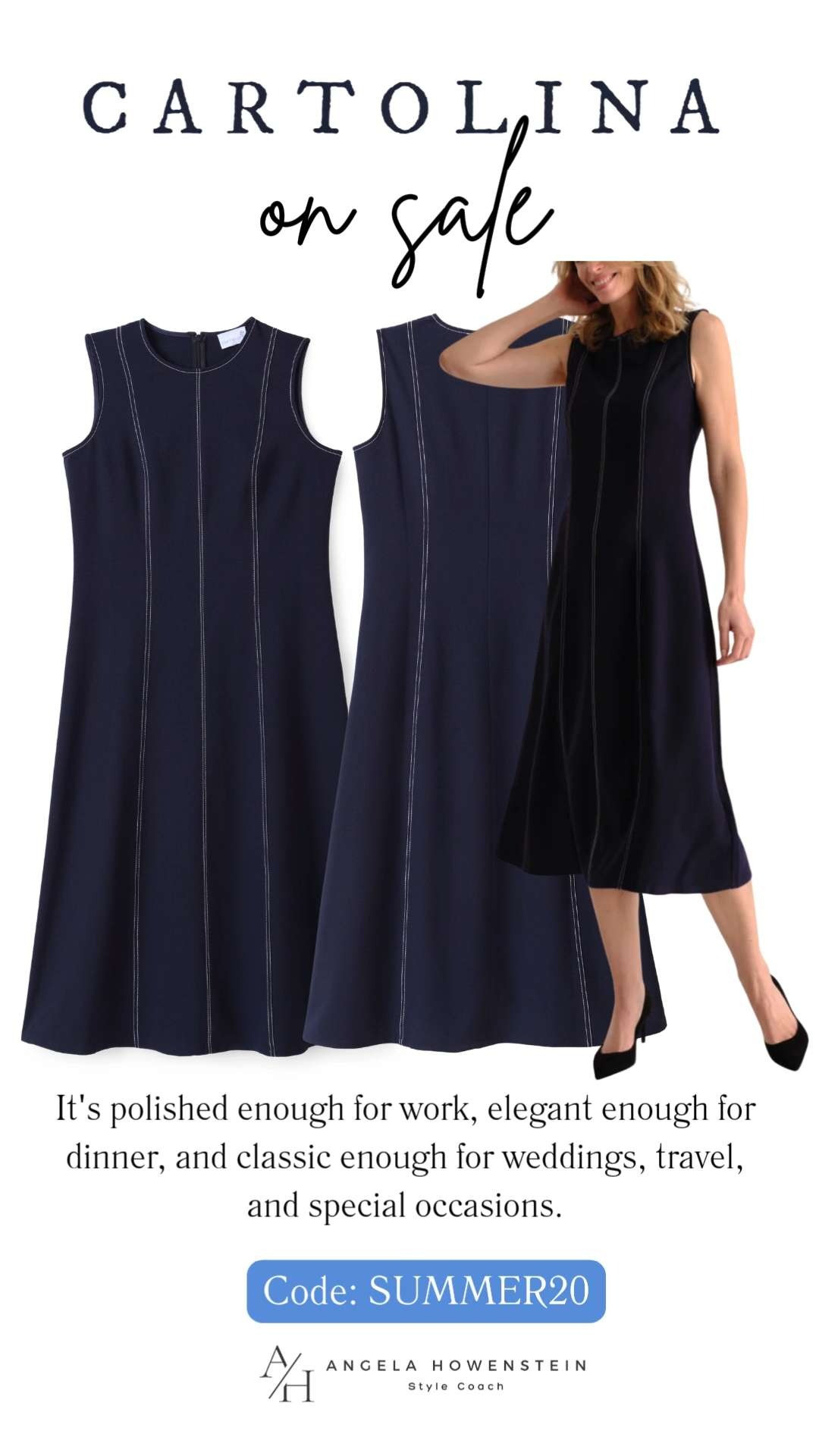 
It's on sale, so don't forget to use code SUMMER20 for extra savings!

A timeless navy dress is one of those pieces you'll reach for season after season. The flattering A-line silhouette, contrast stitching, and polished design make it perfect for work, dinner, travel, or special occasions. 

❤️ Heart = Support my posts
📌 Save = Get sale & restock alerts
🛍️ Follow me on LTK for more effortless everyday style. 

 #LTKootd #LTKOver40 #LTKSaleAlert