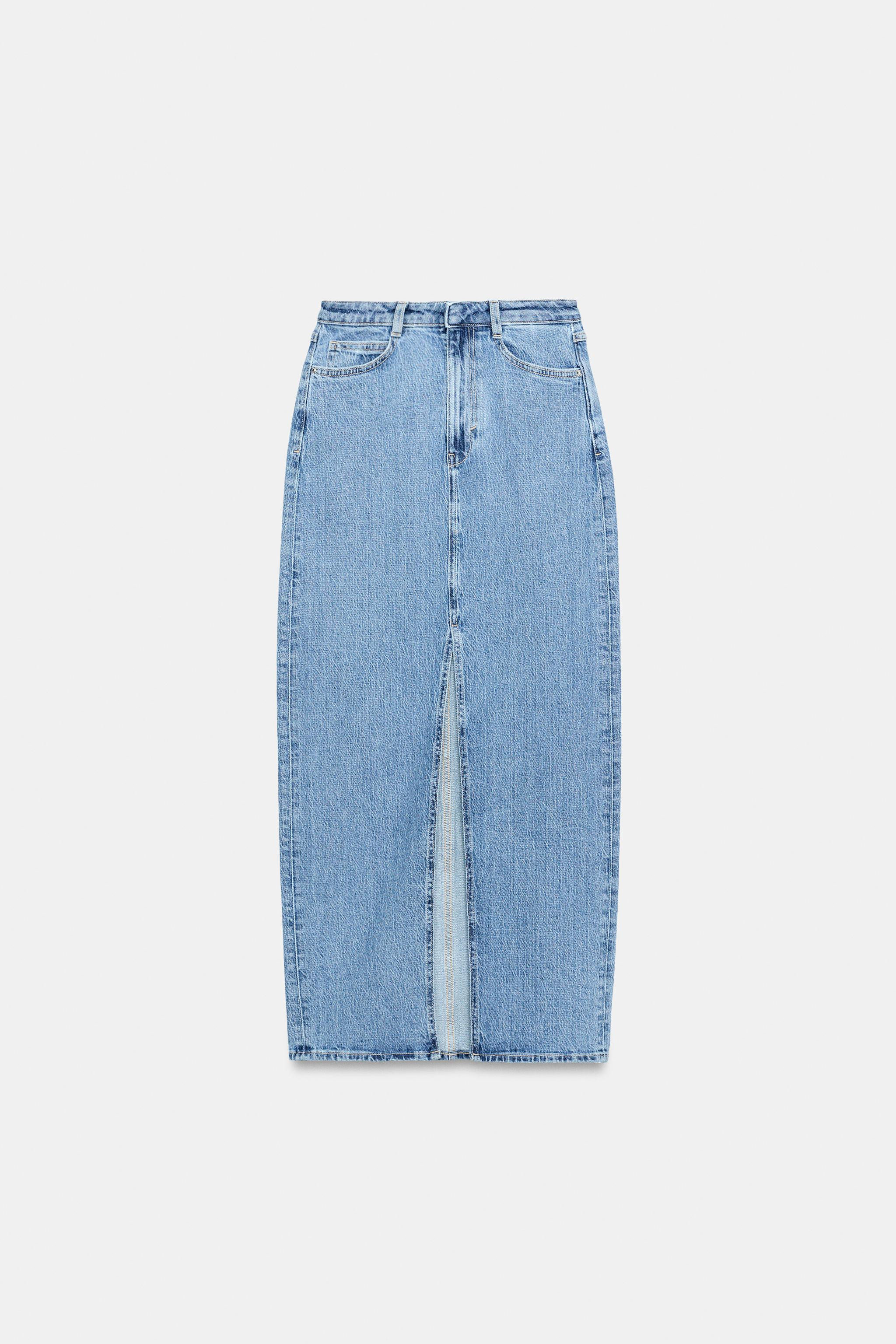 Z1975 MIDI DENIM SKIRT WITH SLIT | Zara UK