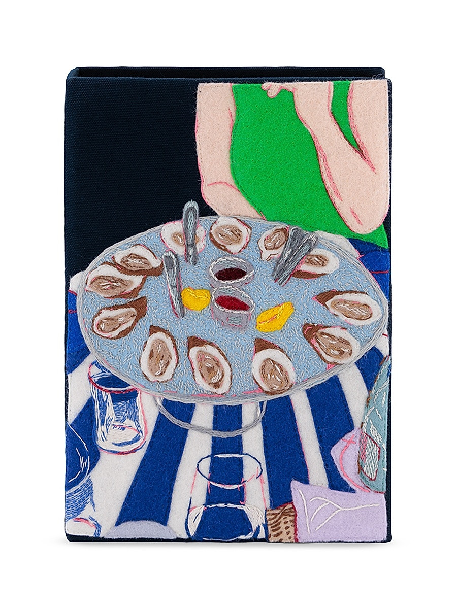 Women's Oysters In Miami Embroidered Book Clutch - Ultra Eclipse | Saks Fifth Avenue