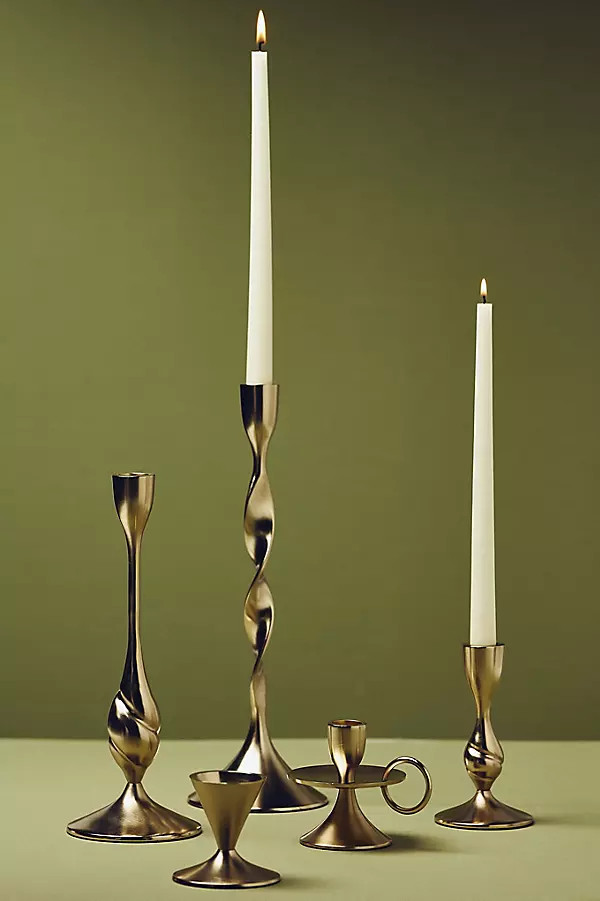 Naya Tinted Brass Lacquer Taper Candle Holder | Anthropologie (US)