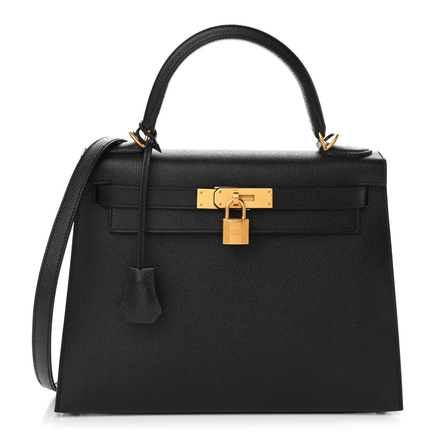 Epsom Horseshoe Kelly Sellier 28 Black | Fashionphile
