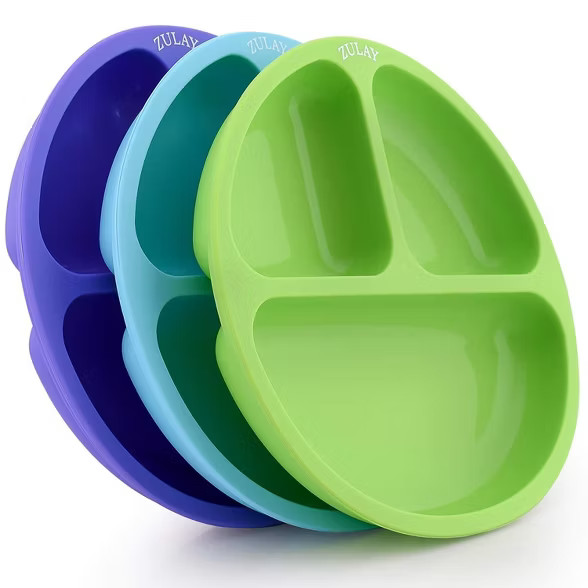 Zulay Kitchen Silicone Divided Baby Plates (3pcs) - Multicolored | Target